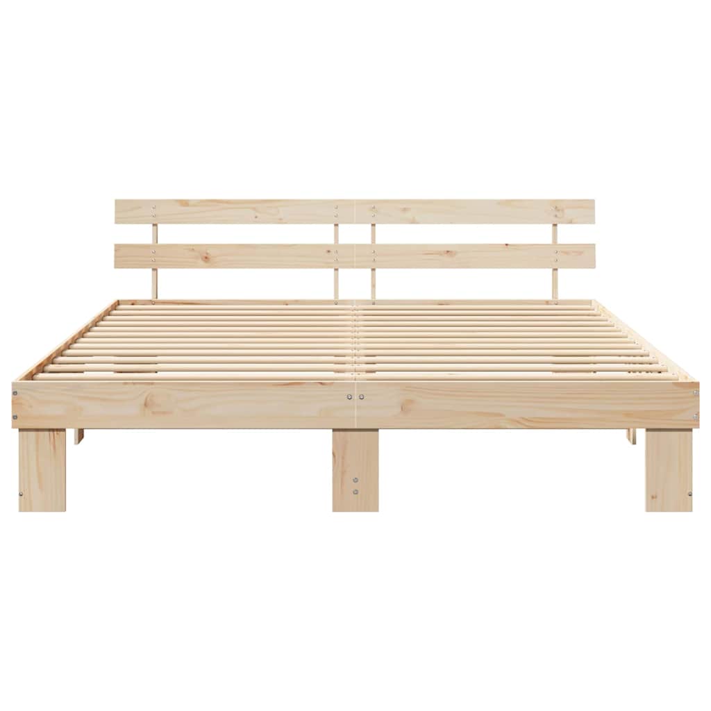 vidaXL Cadru de pat cu headboard Maro 200 x 200 cm Lemn masiv de pin vidaXL Cadru de pat cu headboard Maro 200 x 200 cm Lemn masiv de pin