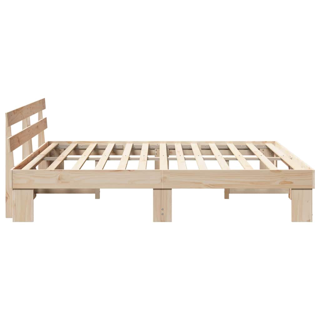 vidaXL Cadru de pat cu headboard Maro 200 x 200 cm Lemn masiv de pin vidaXL Cadru de pat cu headboard Maro 200 x 200 cm Lemn masiv de pin