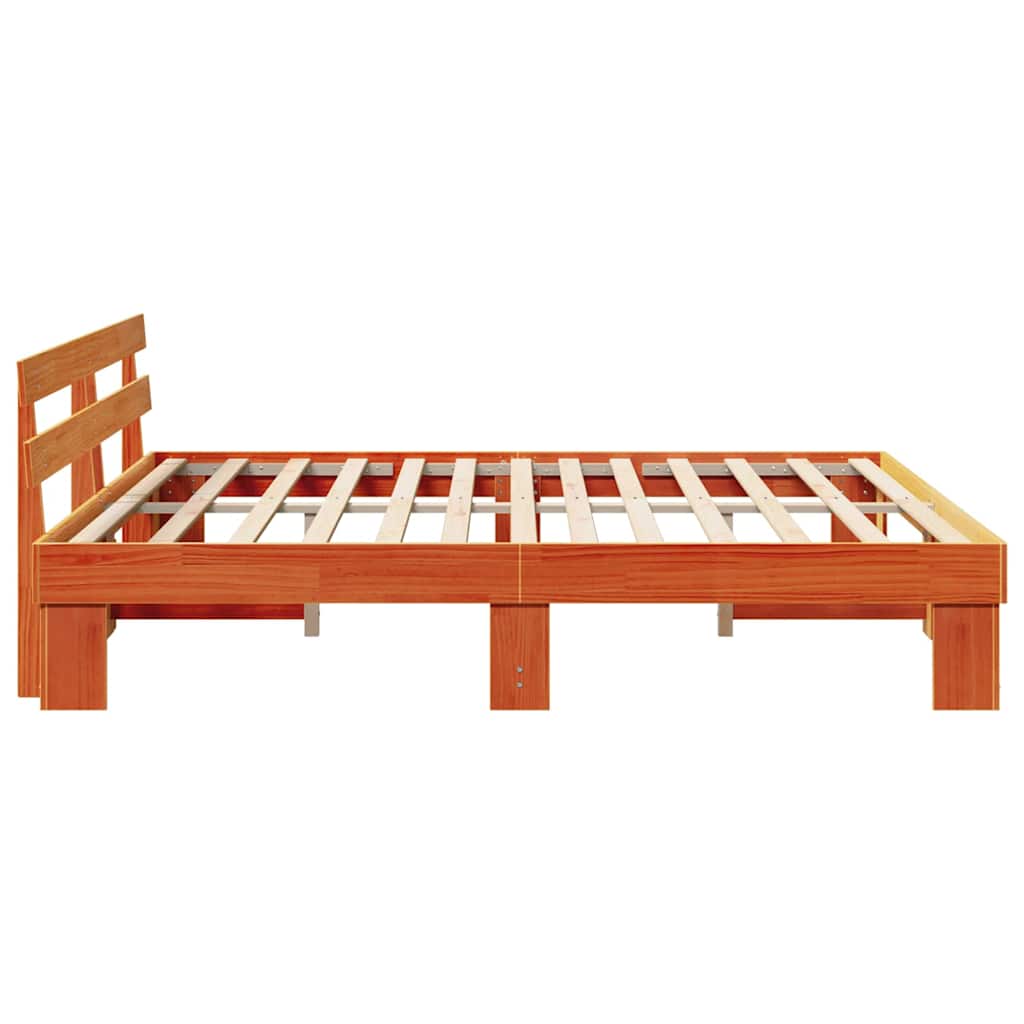 vidaXL Cadru de pat cu headboard Maro 200 x 200 cm Lemn masiv de pin vidaXL Cadru de pat cu headboard Maro 200 x 200 cm Lemn masiv de pin
