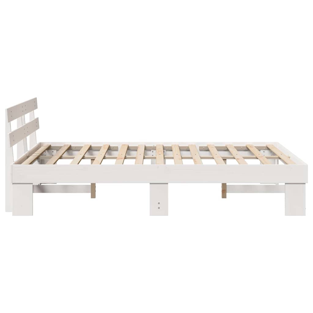 vidaXL Cadru de pat cu headboard Alb 160 x 200 cm Lemn masiv de pin vidaXL Cadru de pat cu headboard Alb 160 x 200 cm Lemn masiv de pin