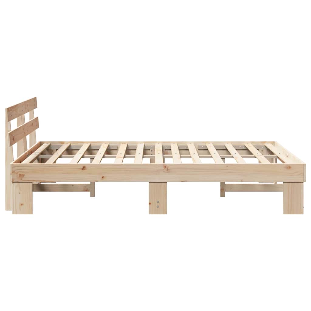 vidaXL Cadru de pat cu headboard Maro 150 x 200 cm Lemn masiv de pin vidaXL Cadru de pat cu headboard Maro 150 x 200 cm Lemn masiv de pin