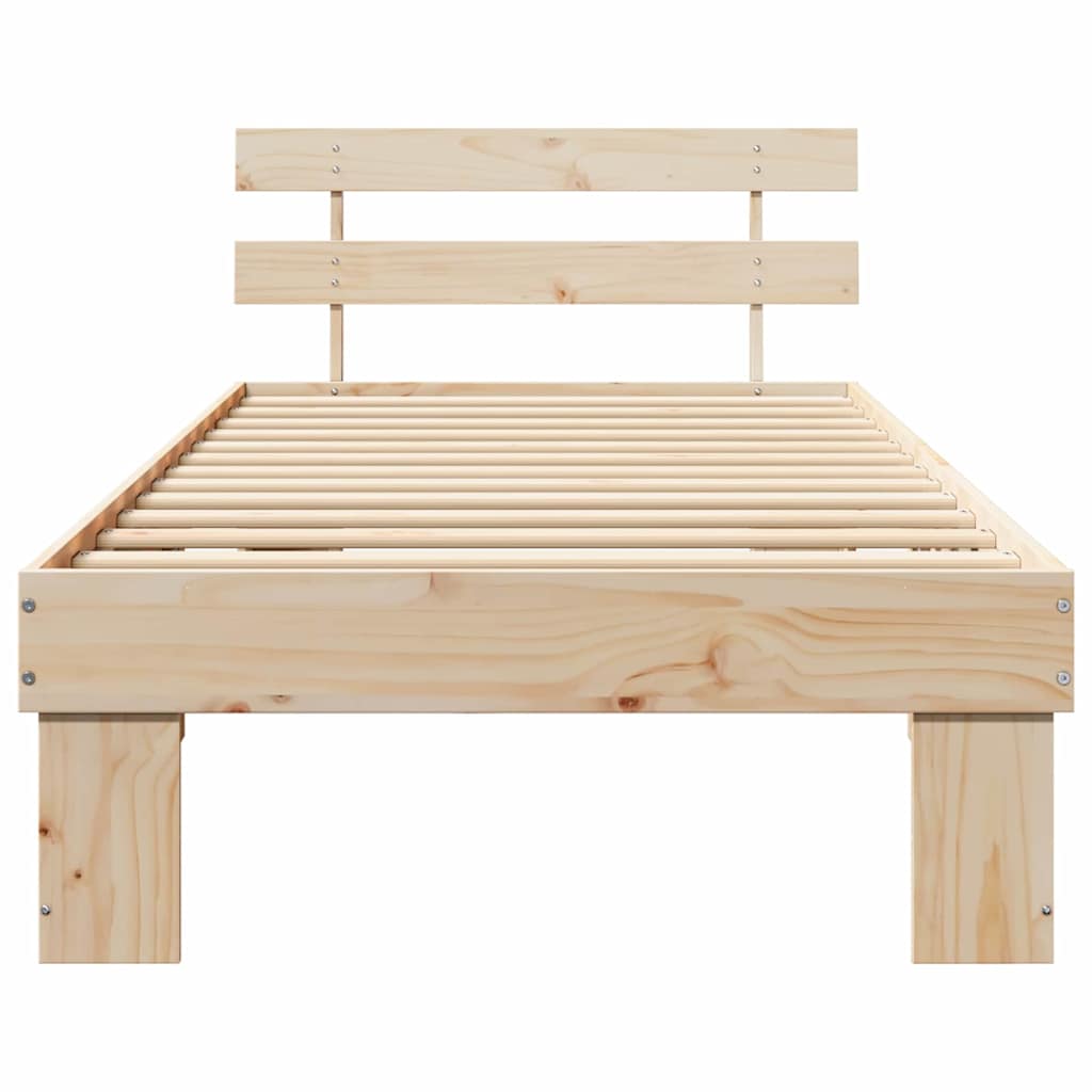 vidaXL Cadru de pat cu headboard Maro 75 x 190 cm Lemn masiv de pin vidaXL Cadru de pat cu headboard Maro 75 x 190 cm Lemn masiv de pin