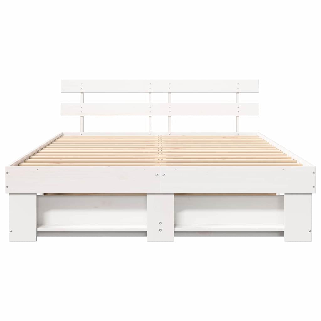 vidaXL Cadru de pat cu headboard Alb 160 x 200 cm Lemn masiv de pin vidaXL Cadru de pat cu headboard Alb 160 x 200 cm Lemn masiv de pin