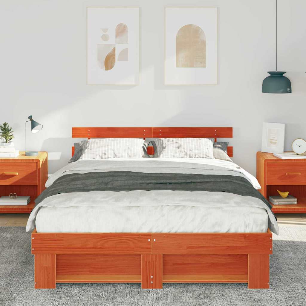 vidaXL Cadru de pat Maro ceruit 160 x 200 cm Lemn masiv de pin