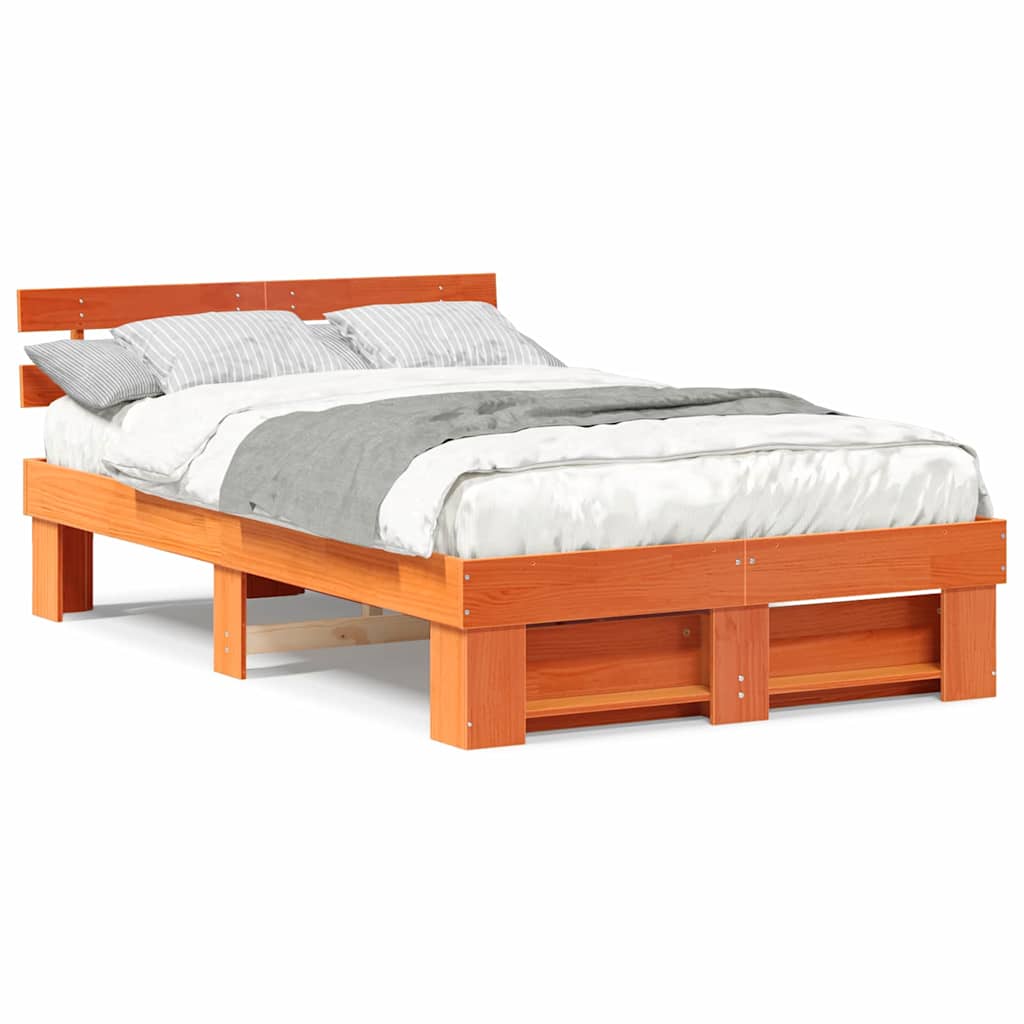 vidaXL Cadru de pat Maro ceruit 140 x 190 cm Lemn masiv de pin vidaXL Cadru de pat Maro ceruit 140 x 190 cm Lemn masiv de pin