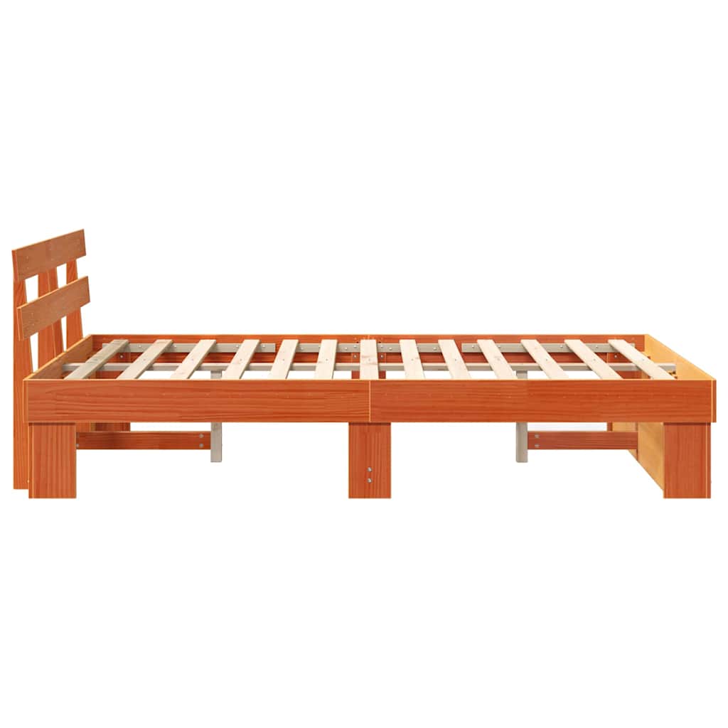 vidaXL Cadru de pat Maro ceruit 135 x 190 cm Lemn masiv de pin vidaXL Cadru de pat Maro ceruit 135 x 190 cm Lemn masiv de pin