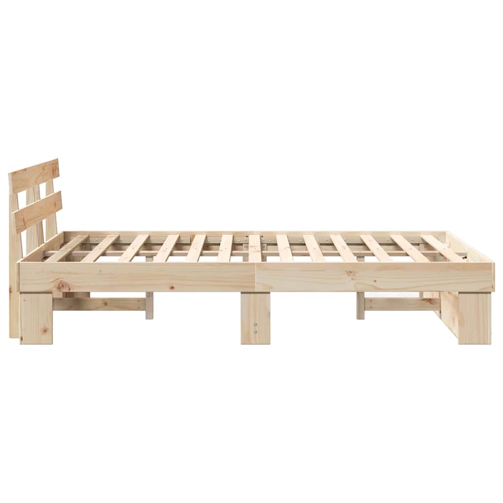 vidaXL Cadru de pat cu headboard Maro 120 x 190 cm Lemn masiv de pin