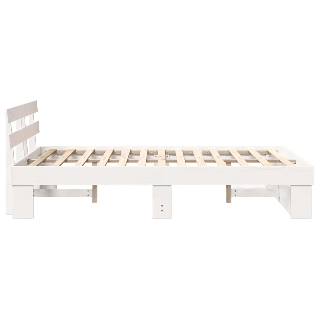 vidaXL Cadru de pat cu headboard Alb 120 x 190 cm Lemn masiv de pin