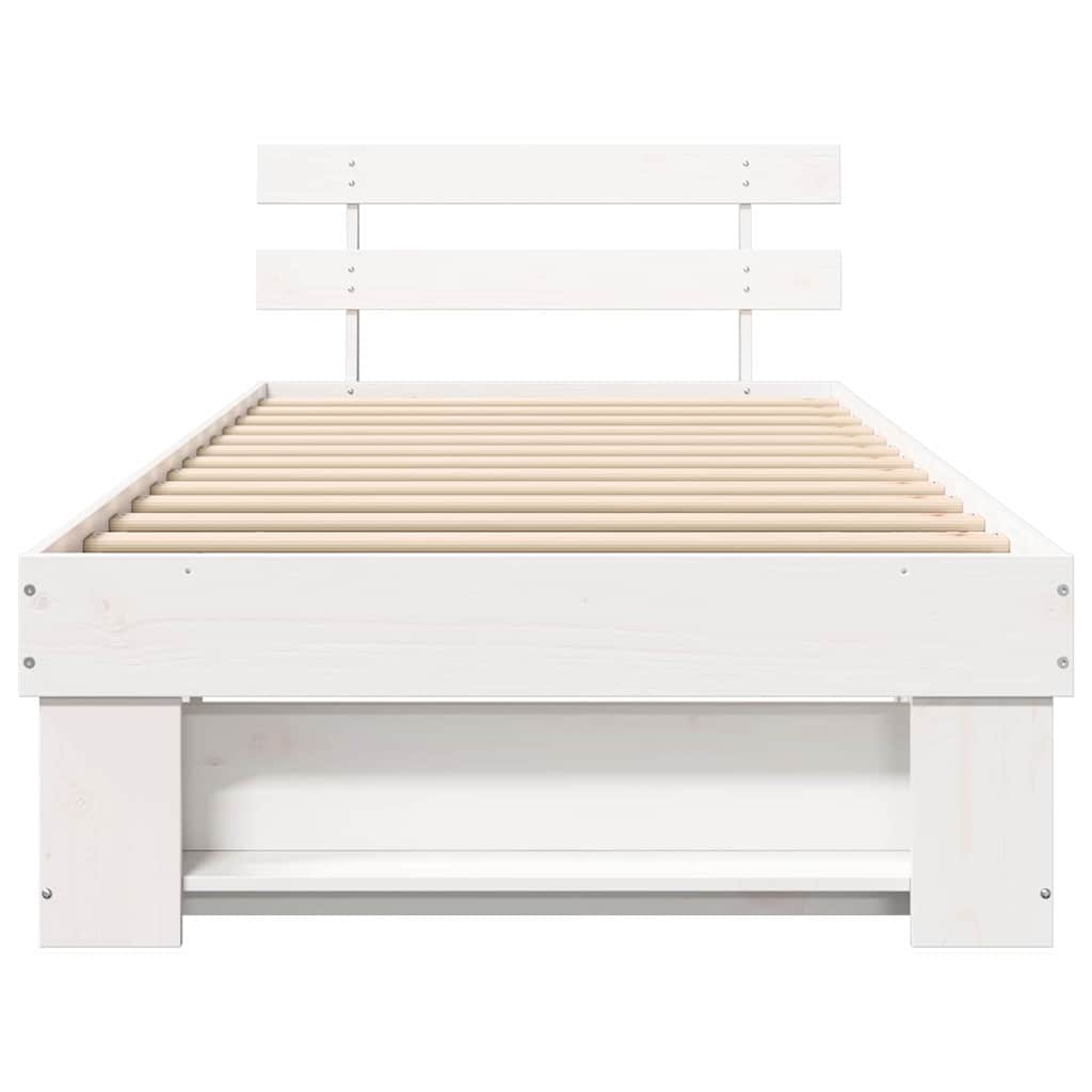 vidaXL Cadru de pat cu headboard Alb 100 x 200 cm Lemn masiv de pin