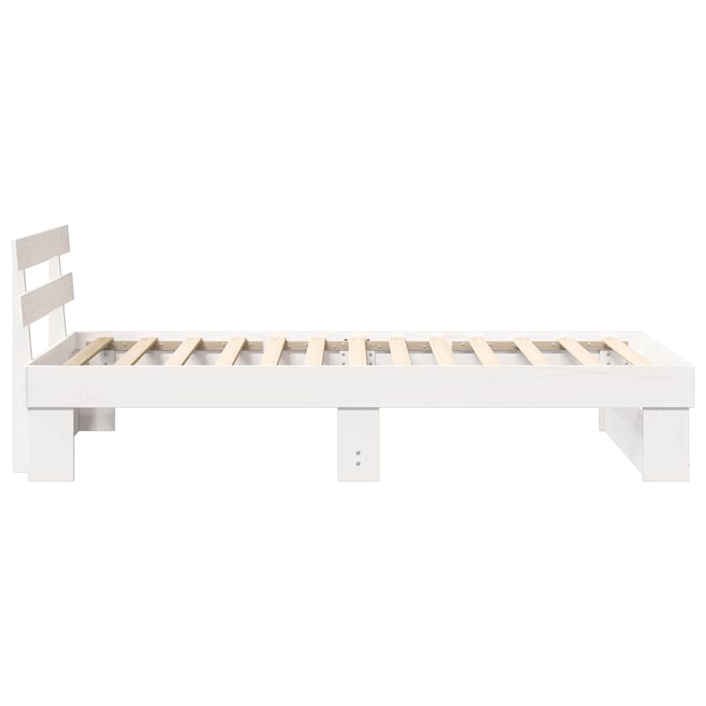 vidaXL Cadru de pat cu headboard Alb 75 x 190 cm Lemn masiv de pin vidaXL Cadru de pat cu headboard Alb 75 x 190 cm Lemn masiv de pin