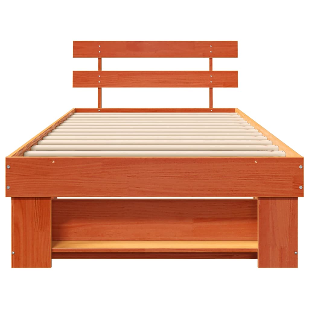 vidaXL Cadru de pat Maro ceruit 75 x 190 cm Lemn masiv de pin