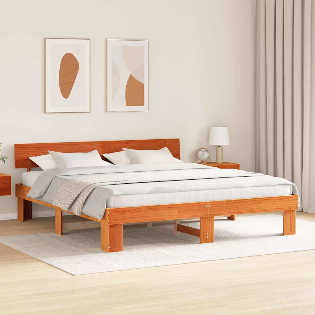 vidaXL Cadru de pat Maro ceruit 180 x 200 cm Lemn masiv de pin