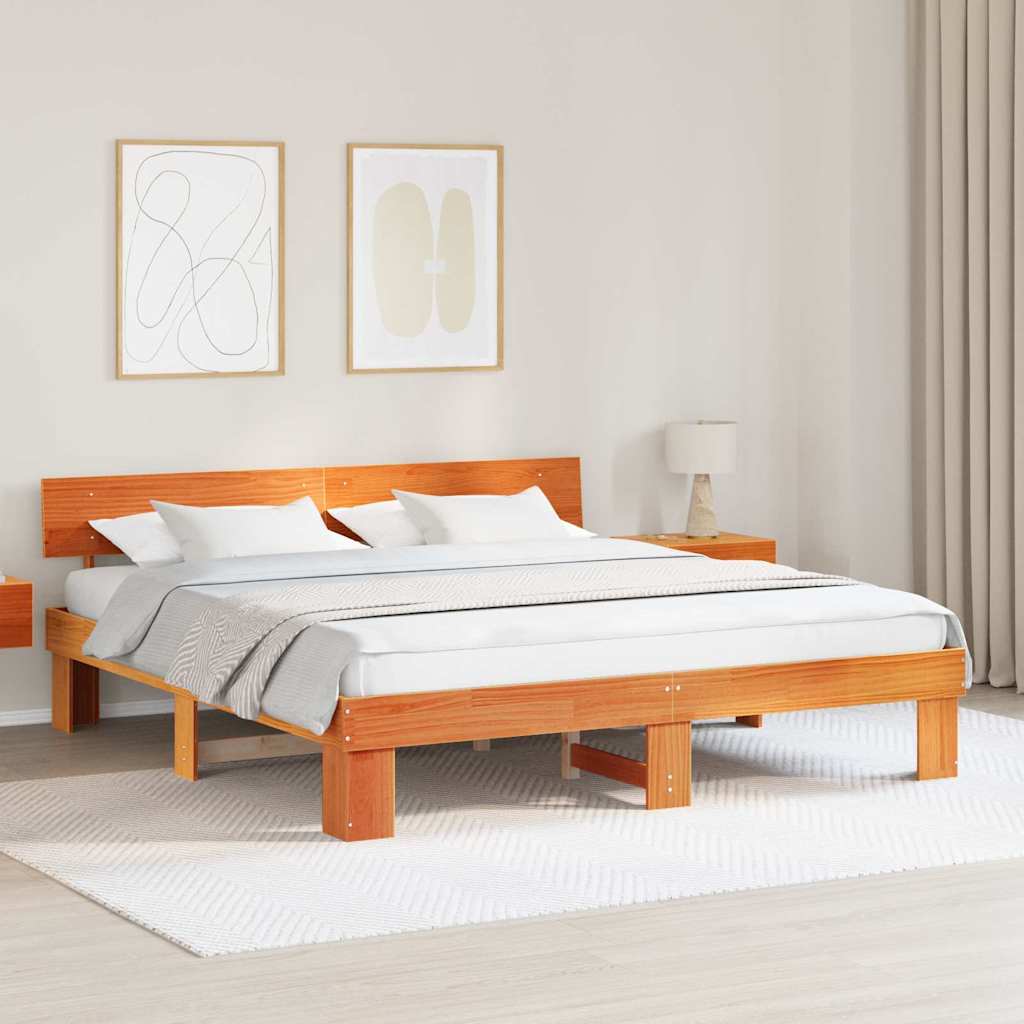 vidaXL Cadru de pat Maro ceruit 180 x 200 cm Lemn masiv de pin