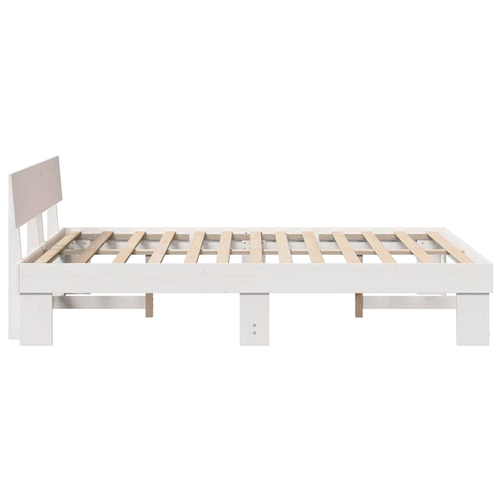 vidaXL Cadru de pat cu headboard Alb 160 x 200 cm Lemn masiv de pin vidaXL Cadru de pat cu headboard Alb 160 x 200 cm Lemn masiv de pin