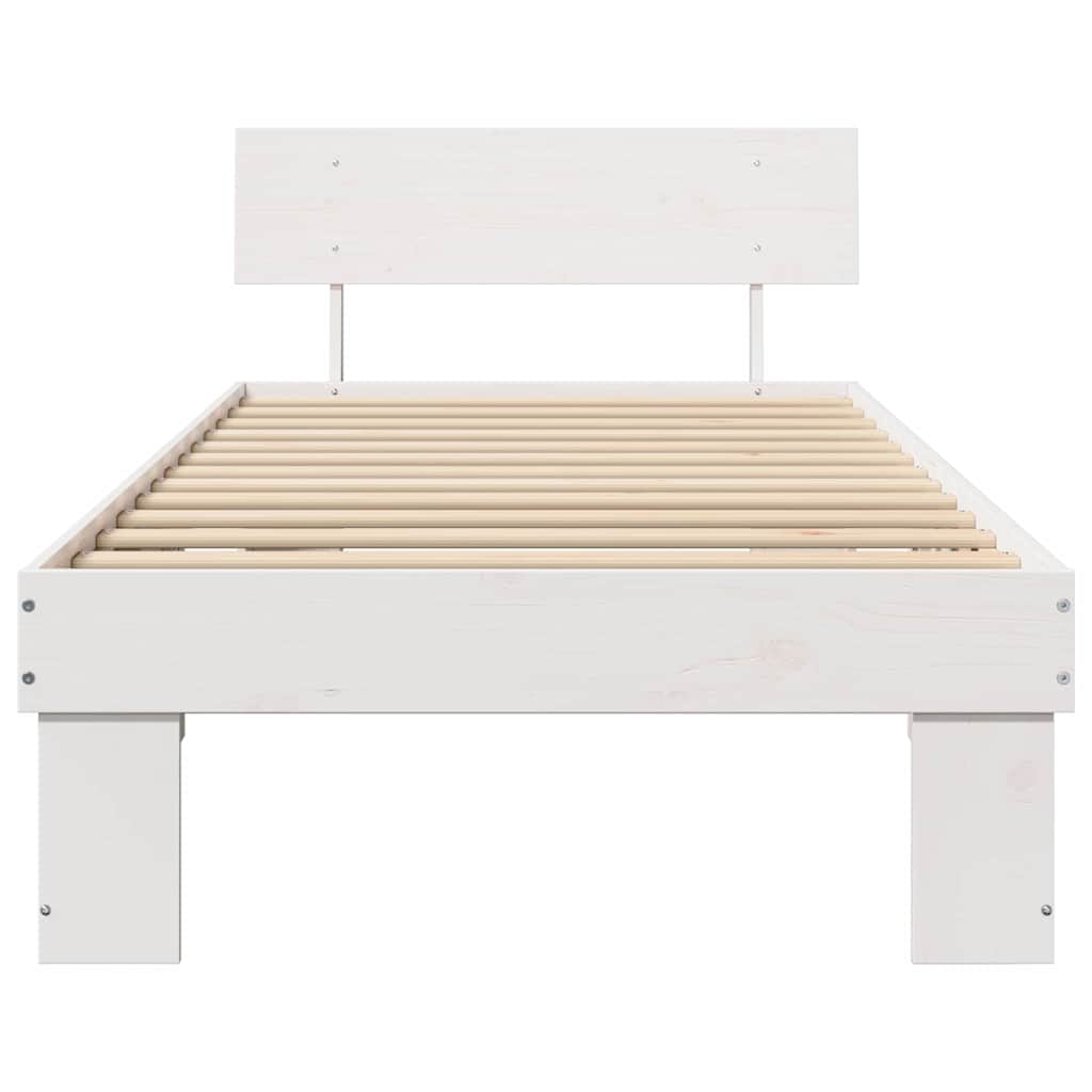 vidaXL Cadru de pat cu headboard Alb 90 x 190 cm Lemn masiv de pin vidaXL Cadru de pat cu headboard Alb 90 x 190 cm Lemn masiv de pin