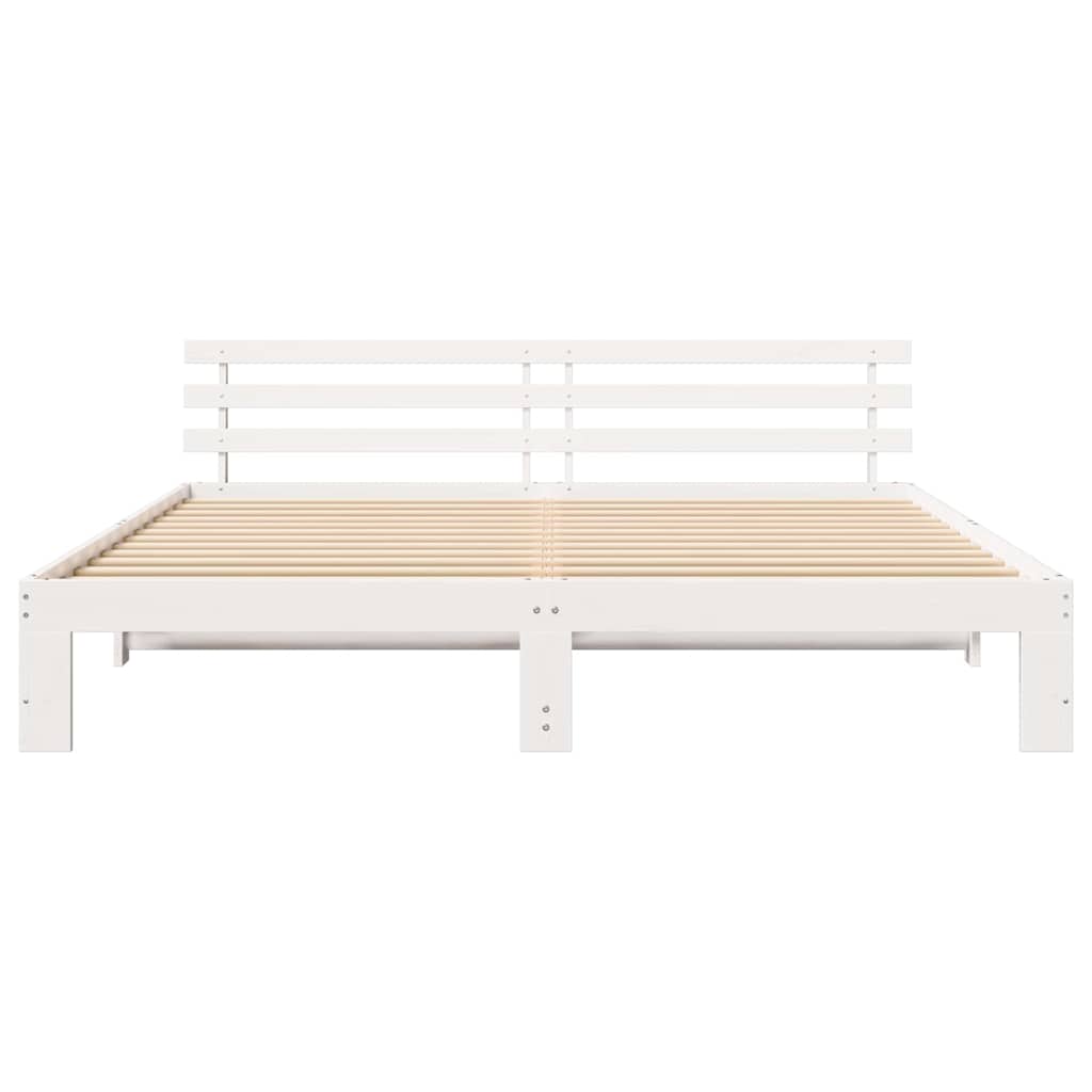 vidaXL Cadru de pat cu headboard Alb 180 x 200 cm Lemn masiv de pin vidaXL Cadru de pat cu headboard Alb 180 x 200 cm Lemn masiv de pin