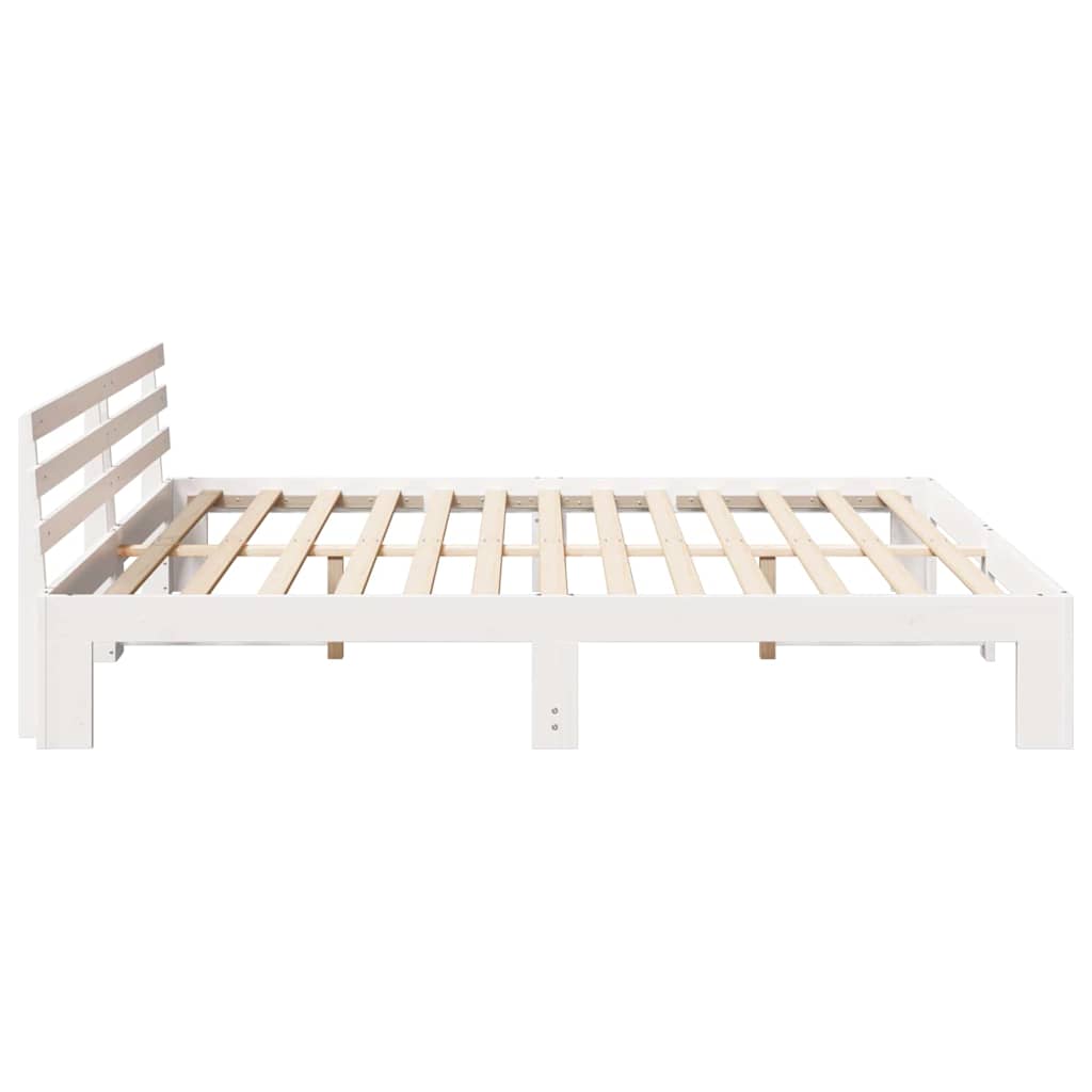vidaXL Cadru de pat cu headboard Alb 180 x 200 cm Lemn masiv de pin vidaXL Cadru de pat cu headboard Alb 180 x 200 cm Lemn masiv de pin