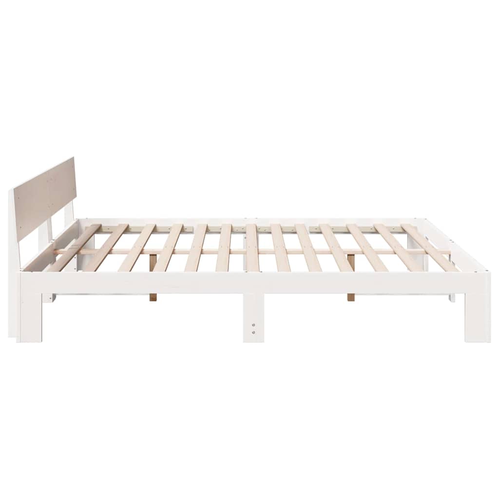 vidaXL Cadru de pat cu headboard Alb 180 x 200 cm Lemn de pin masiv
