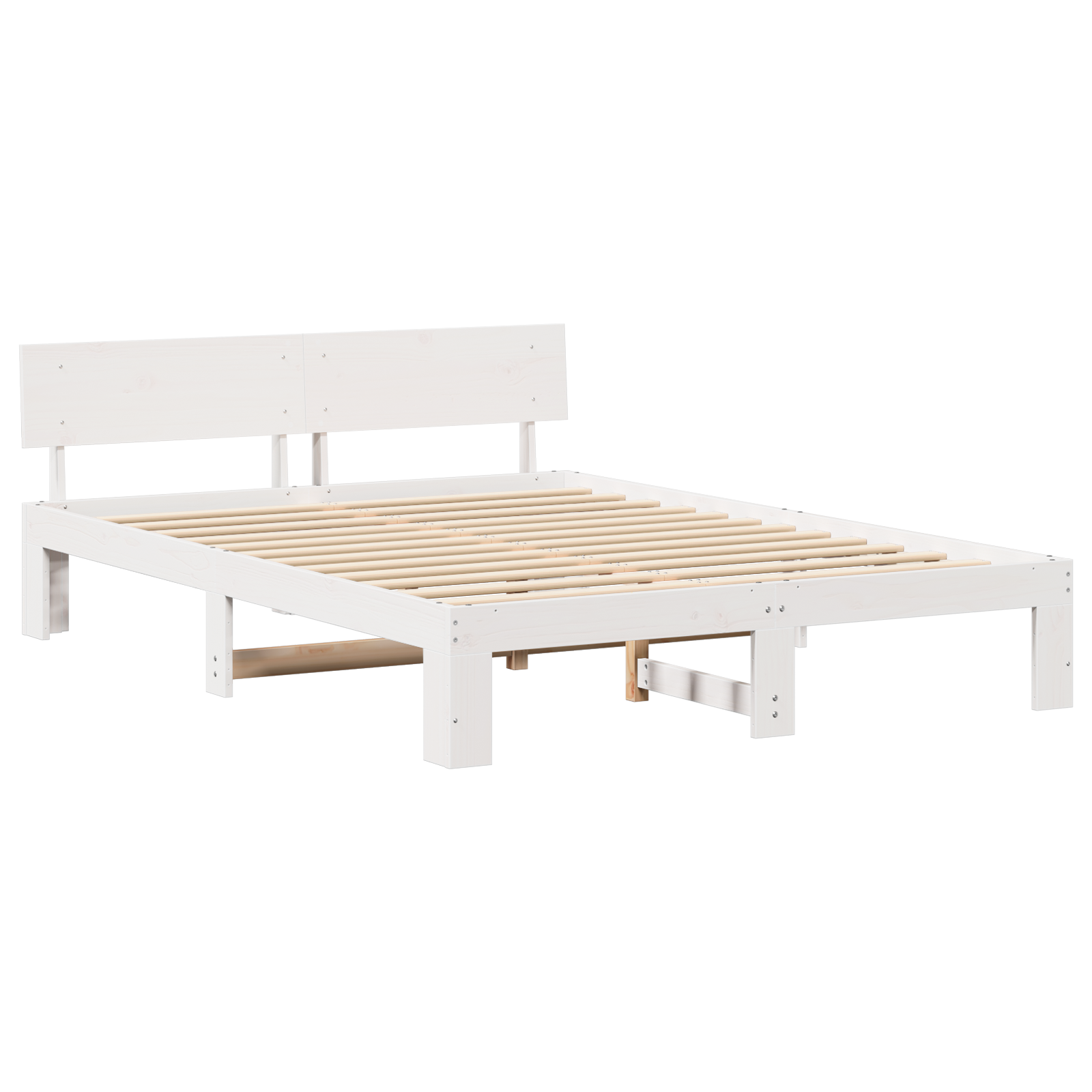 vidaXL Cadru de pat cu headboard Alb 150 x 200 cm Lemn masiv de pin vidaXL Cadru de pat cu headboard Alb 150 x 200 cm Lemn masiv de pin