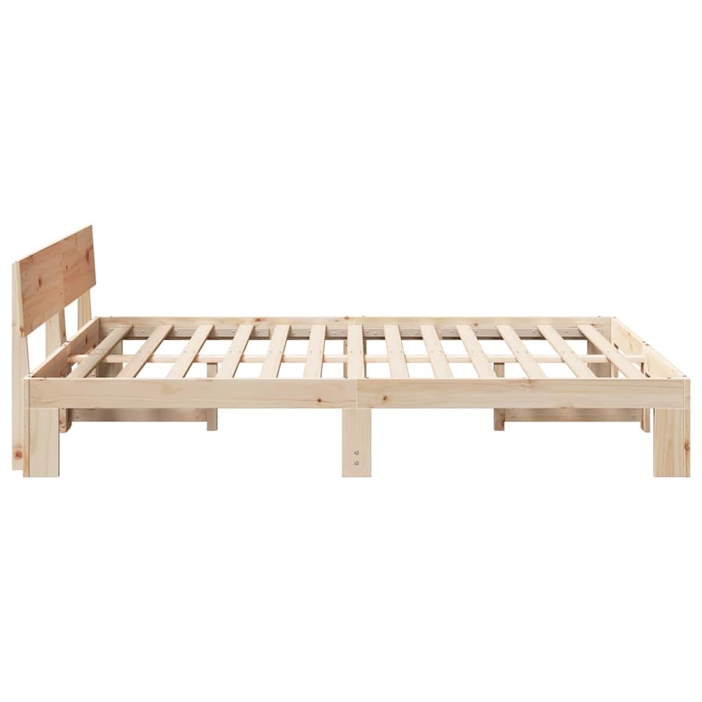 vidaXL Cadru de pat cu headboard Maro 140 x 200 cm Lemn masiv de pin vidaXL Cadru de pat cu headboard Maro 140 x 200 cm Lemn masiv de pin