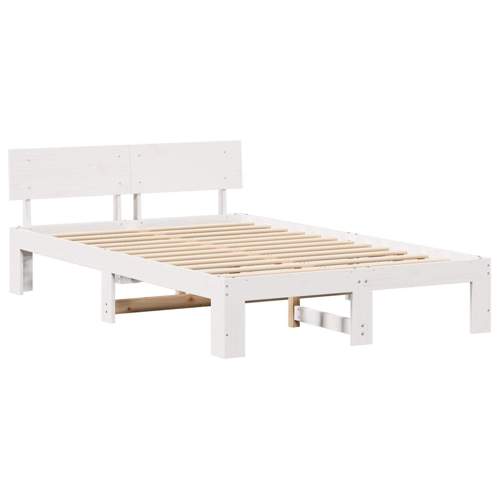 vidaXL Cadru de pat cu headboard Alb 120 x 190 cm Lemn masiv de pin