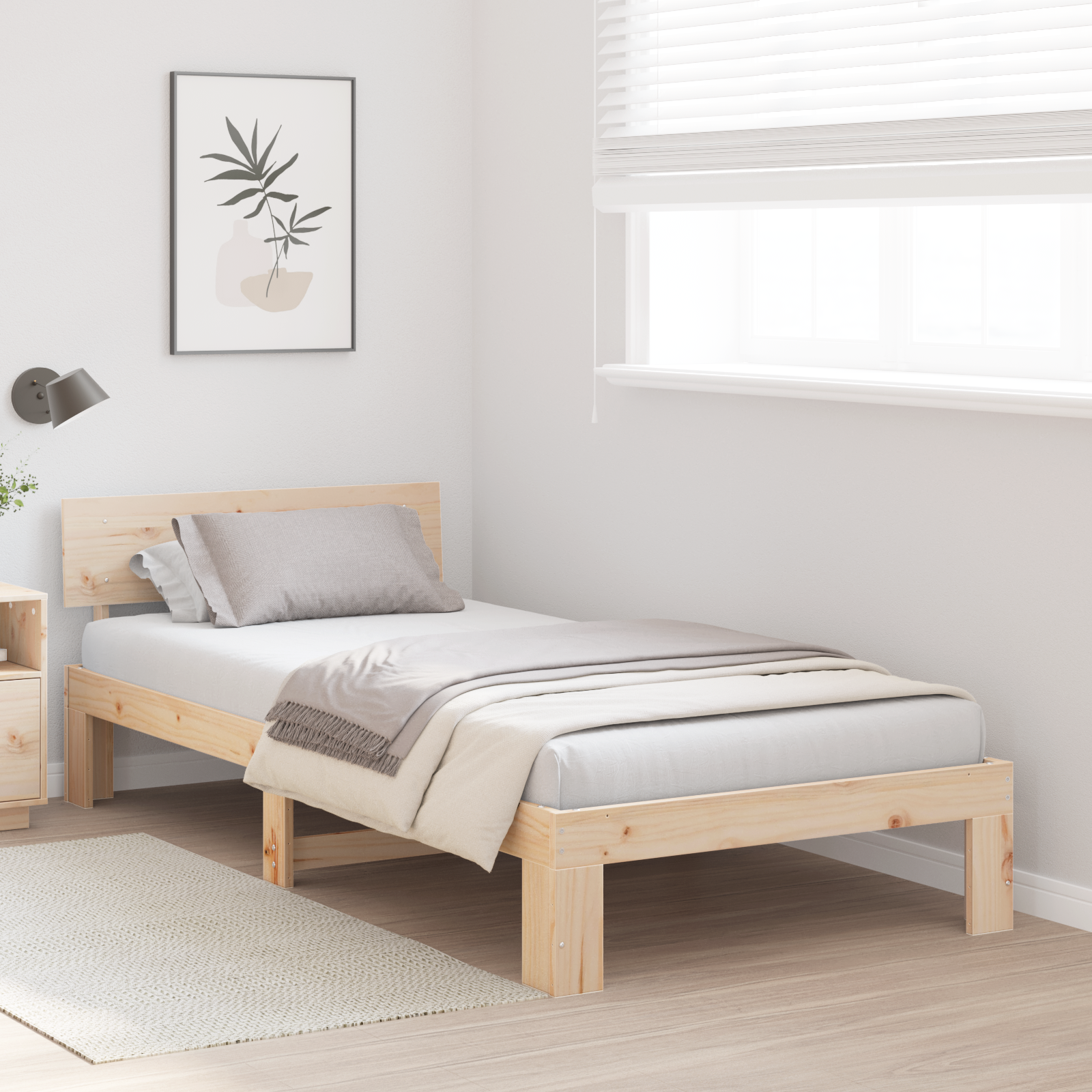 vidaXL Cadru de pat cu headboard Maro 100 x 200 cm Lemn masiv de pin vidaXL Cadru de pat cu headboard Maro 100 x 200 cm Lemn masiv de pin