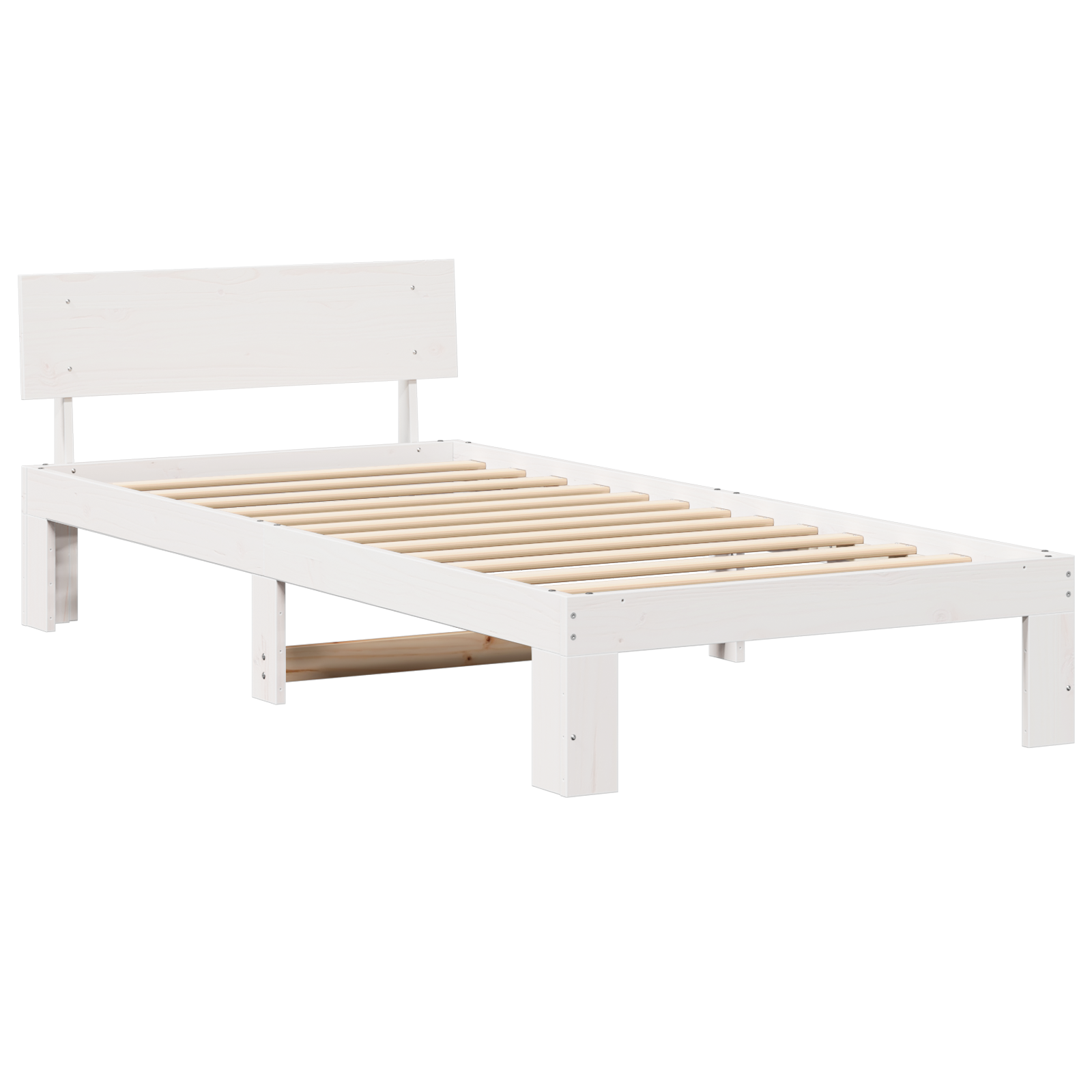 vidaXL Cadru de pat cu headboard Alb 100 x 200 cm Lemn masiv de pin