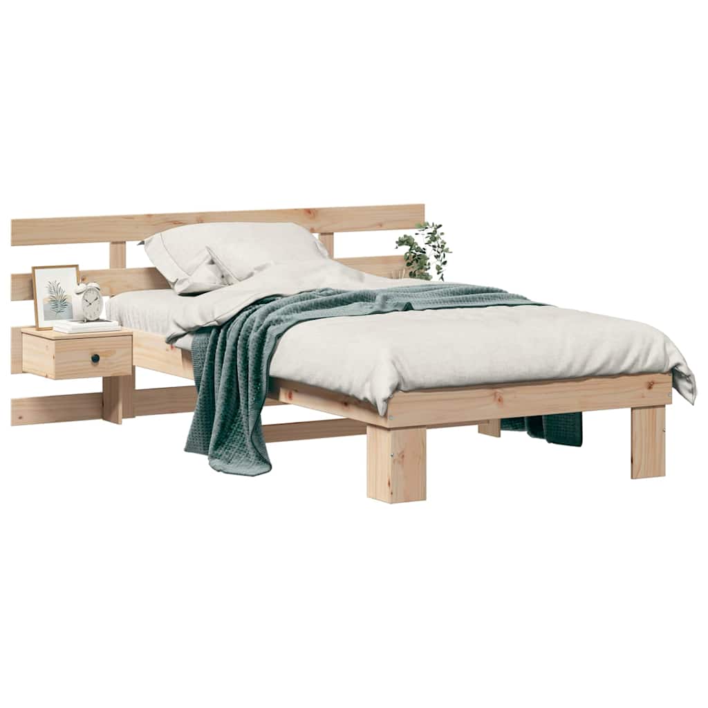vidaXL Cadru de pat cu headboard Maro 100 x 200 cm Lemn masiv de pin vidaXL Cadru de pat cu headboard Maro 100 x 200 cm Lemn masiv de pin