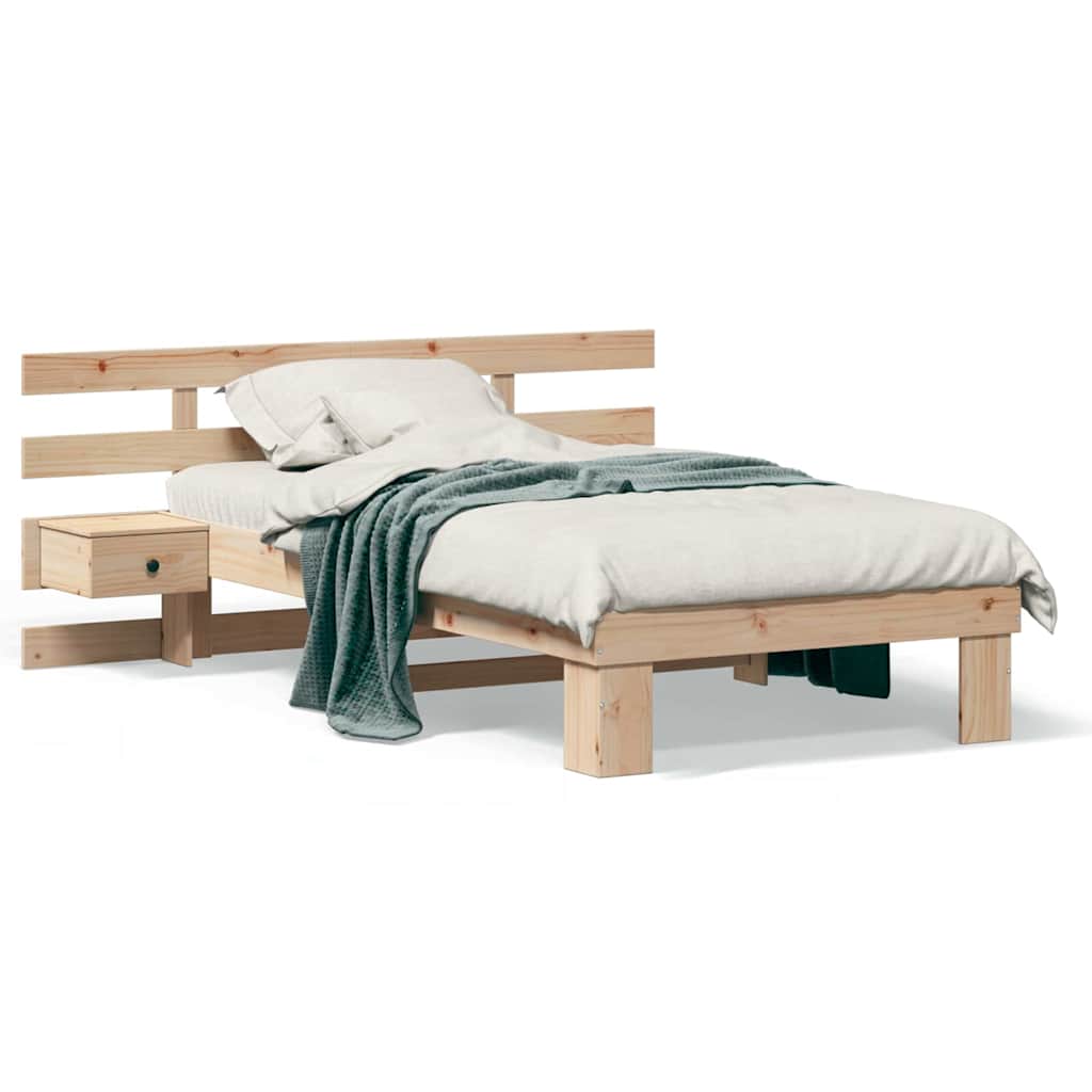 vidaXL Cadru de pat cu headboard Maro 100 x 200 cm Lemn masiv de pin vidaXL Cadru de pat cu headboard Maro 100 x 200 cm Lemn masiv de pin