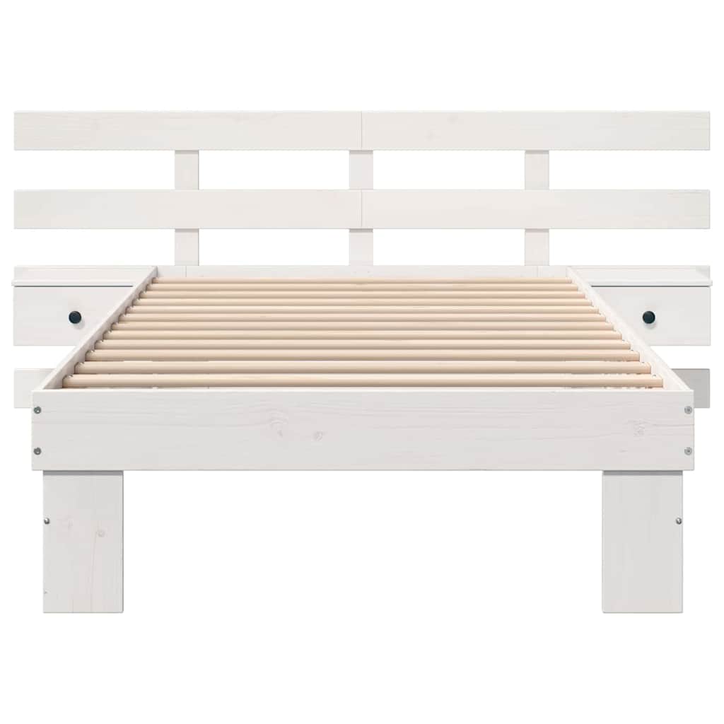 vidaXL Cadru de pat cu headboard Alb 75 x 190 cm Lemn masiv de pin vidaXL Cadru de pat cu headboard Alb 75 x 190 cm Lemn masiv de pin