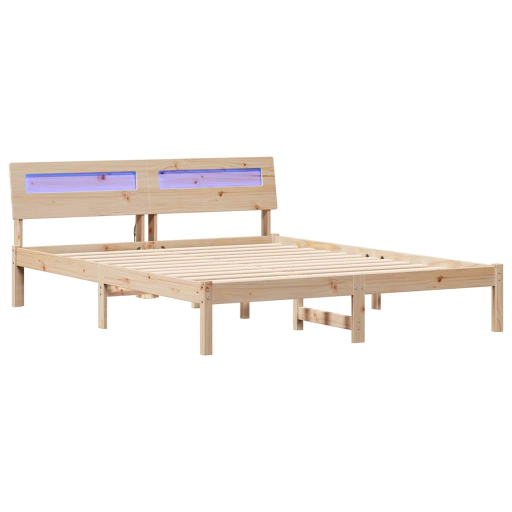 vidaXL Cadru de pat cu headboard Maro 150 x 200 cm Lemn masiv de pin vidaXL Cadru de pat cu headboard Maro 150 x 200 cm Lemn masiv de pin