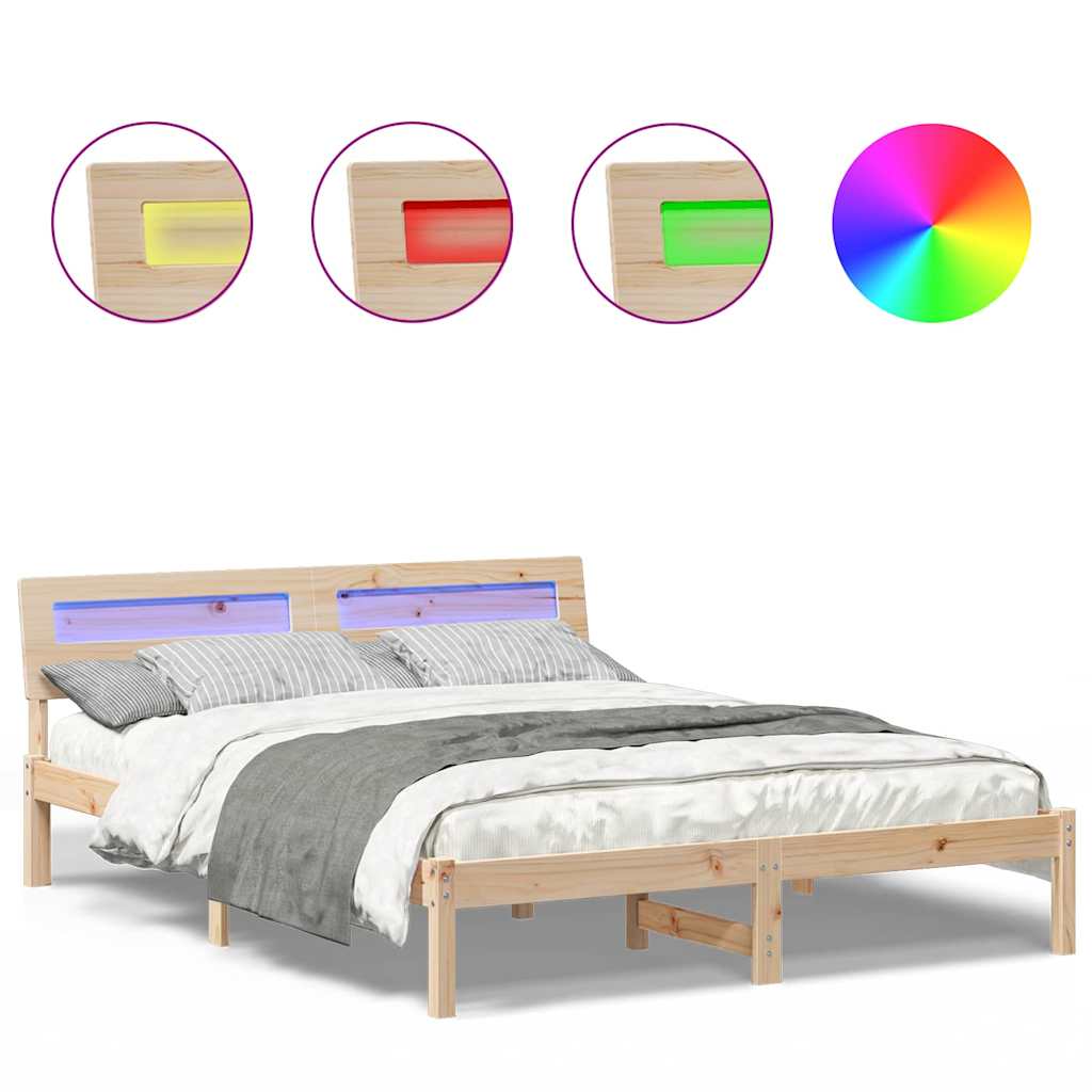 vidaXL Cadru de pat cu headboard Maro 150 x 200 cm Lemn masiv de pin vidaXL Cadru de pat cu headboard Maro 150 x 200 cm Lemn masiv de pin