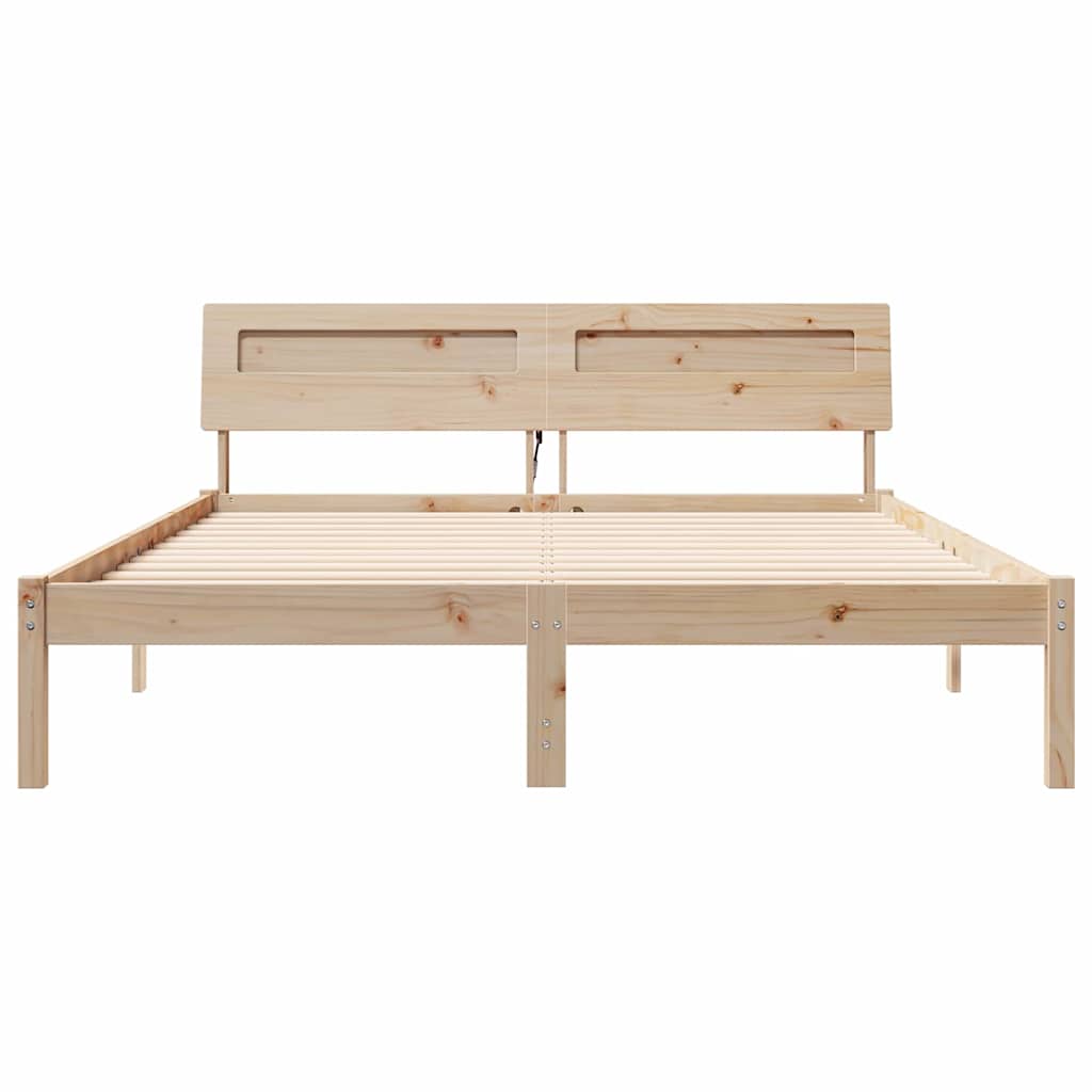 vidaXL Cadru de pat cu headboard Maro 150 x 200 cm Lemn masiv de pin vidaXL Cadru de pat cu headboard Maro 150 x 200 cm Lemn masiv de pin