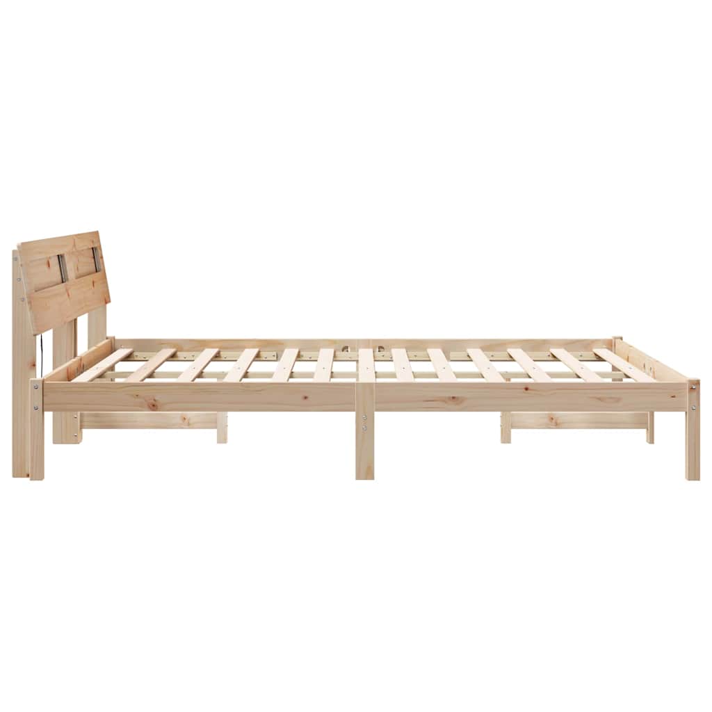 vidaXL Cadru de pat cu headboard Maro 150 x 200 cm Lemn masiv de pin vidaXL Cadru de pat cu headboard Maro 150 x 200 cm Lemn masiv de pin