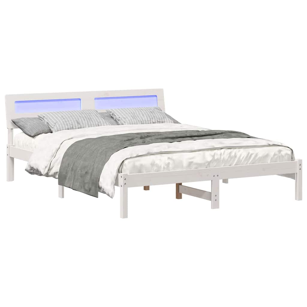 vidaXL Cadru de pat Alb 150 x 200 cm Lemn de brad solid