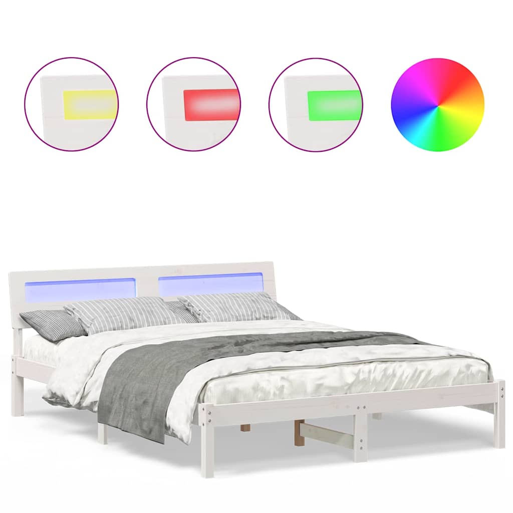 vidaXL Cadru de pat Alb 150 x 200 cm Lemn de brad solid