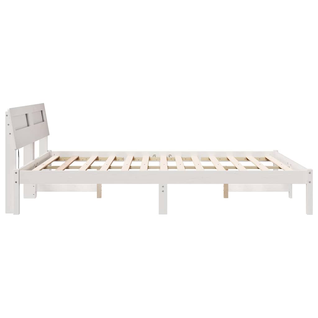 vidaXL Cadru de pat Alb 150 x 200 cm Lemn de brad solid