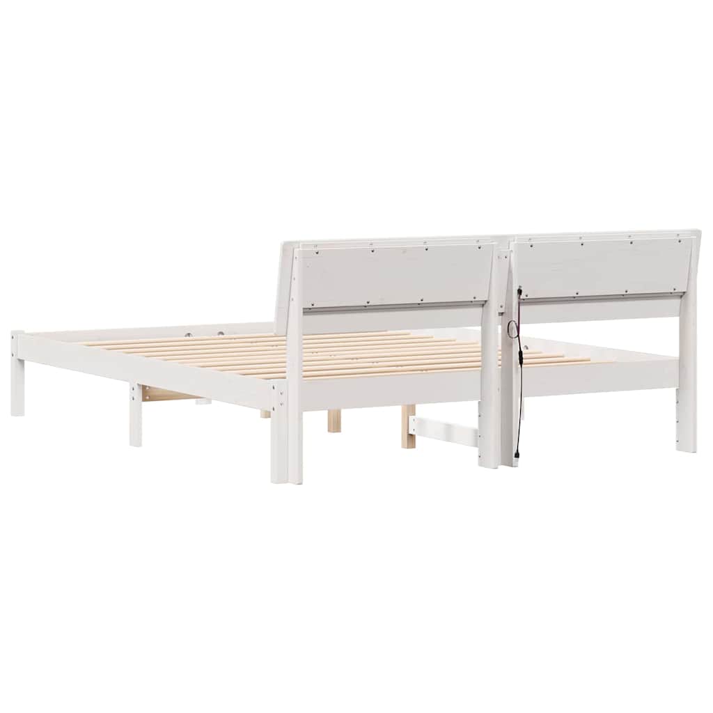 vidaXL Cadru de pat Alb 140 x 200 cm Lemn de brad solid