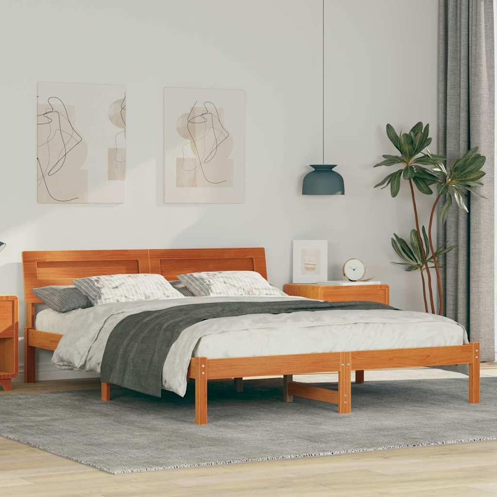 vidaXL Cadru de pat Maro ceruit 140 x 200 cm Lemn masiv de pin vidaXL Cadru de pat Maro ceruit 140 x 200 cm Lemn masiv de pin