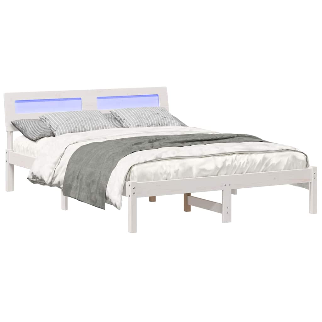 vidaXL Cadru de pat Alb 120 x 200 cm Lemn de brad solid