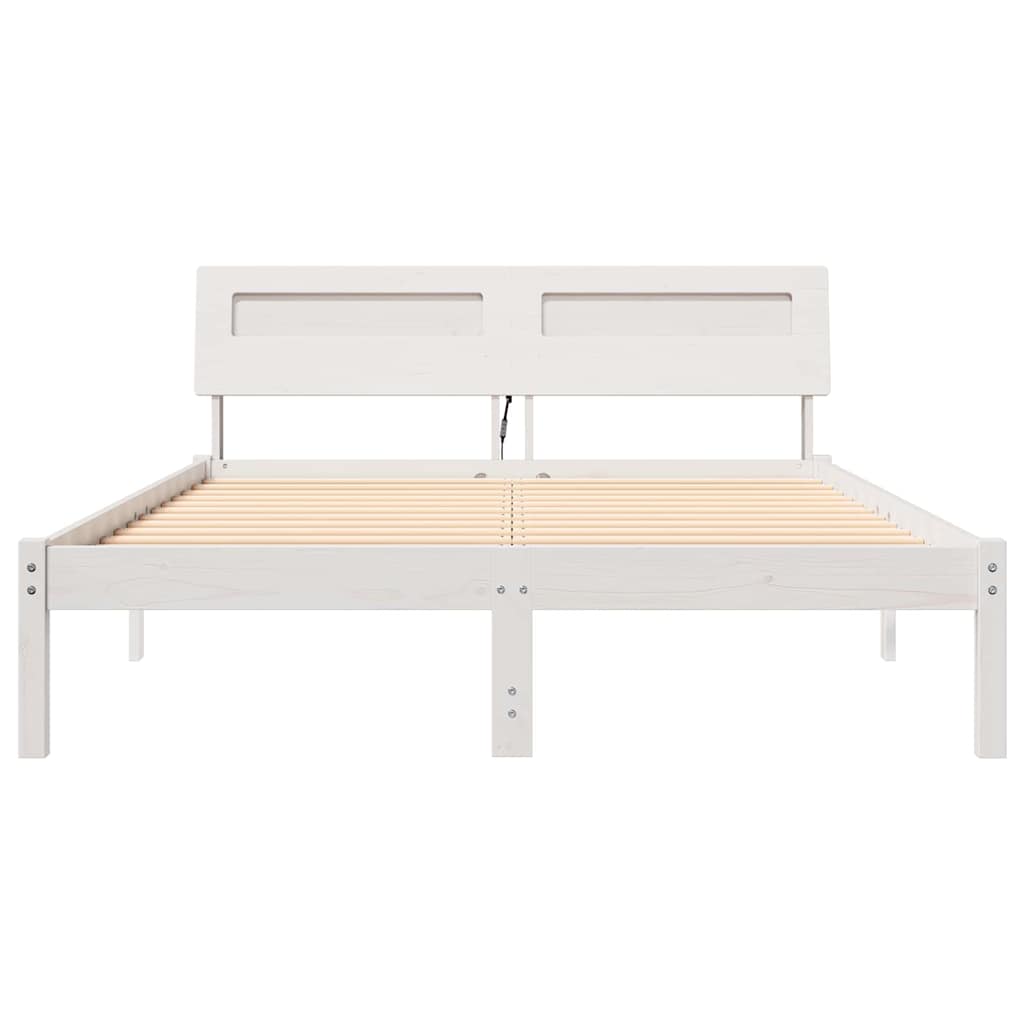 vidaXL Cadru de pat Alb 120 x 200 cm Lemn de brad solid