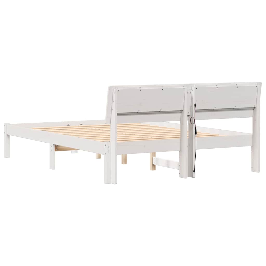 vidaXL Cadru de pat Alb 120 x 200 cm Lemn de brad solid