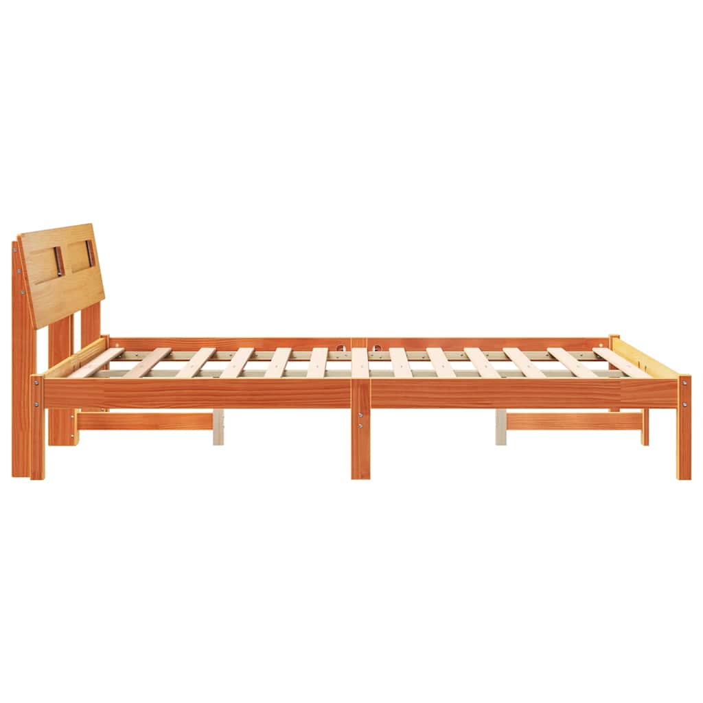 vidaXL Cadru de pat Maro ceruit 140 x 190 cm Lemn masiv de pin vidaXL Cadru de pat Maro ceruit 140 x 190 cm Lemn masiv de pin