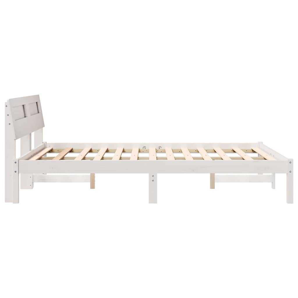 vidaXL Cadru de pat Alb 135 x 190 cm Lemn de brad solid