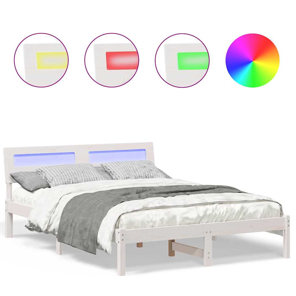 vidaXL Cadru de pat Alb 120 x 190 cm Lemn de brad solid