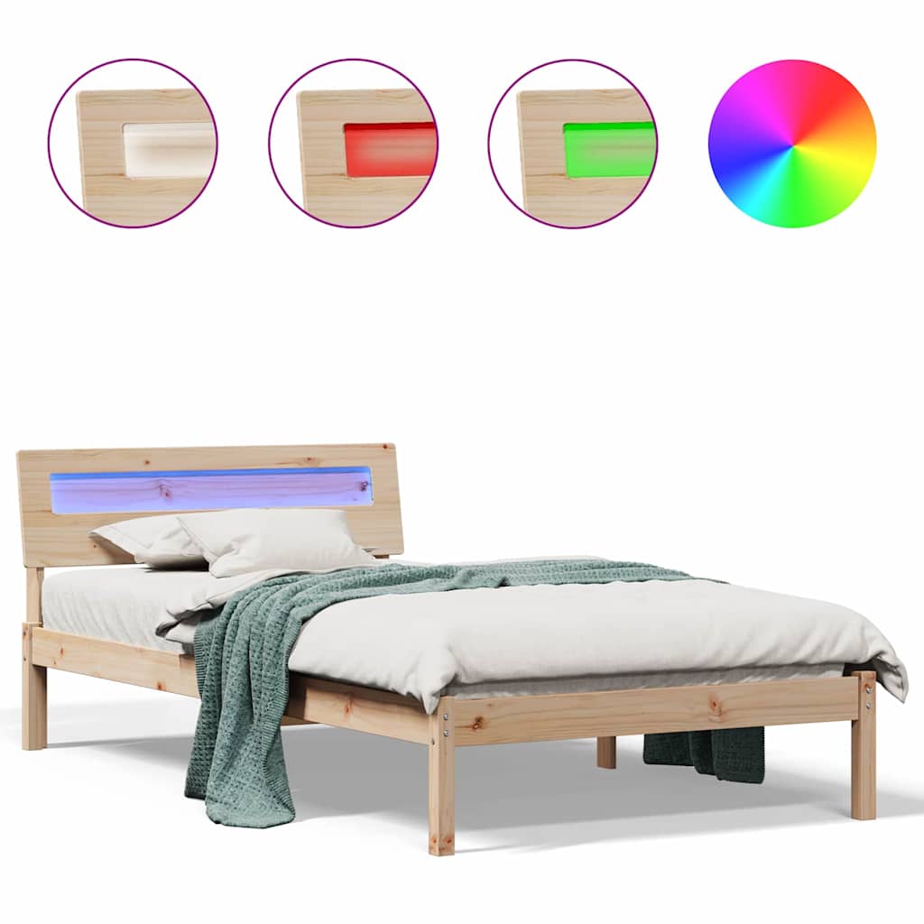 vidaXL Cadru de pat cu headboard Maro 100 x 200 cm Lemn masiv de pin vidaXL Cadru de pat cu headboard Maro 100 x 200 cm Lemn masiv de pin