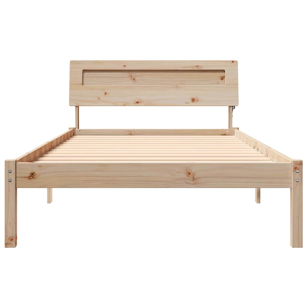 vidaXL Cadru de pat cu headboard Maro 100 x 200 cm Lemn masiv de pin vidaXL Cadru de pat cu headboard Maro 100 x 200 cm Lemn masiv de pin