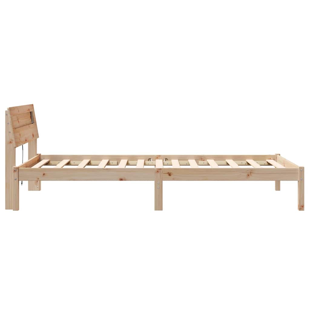 vidaXL Cadru de pat cu headboard Maro 100 x 200 cm Lemn masiv de pin vidaXL Cadru de pat cu headboard Maro 100 x 200 cm Lemn masiv de pin