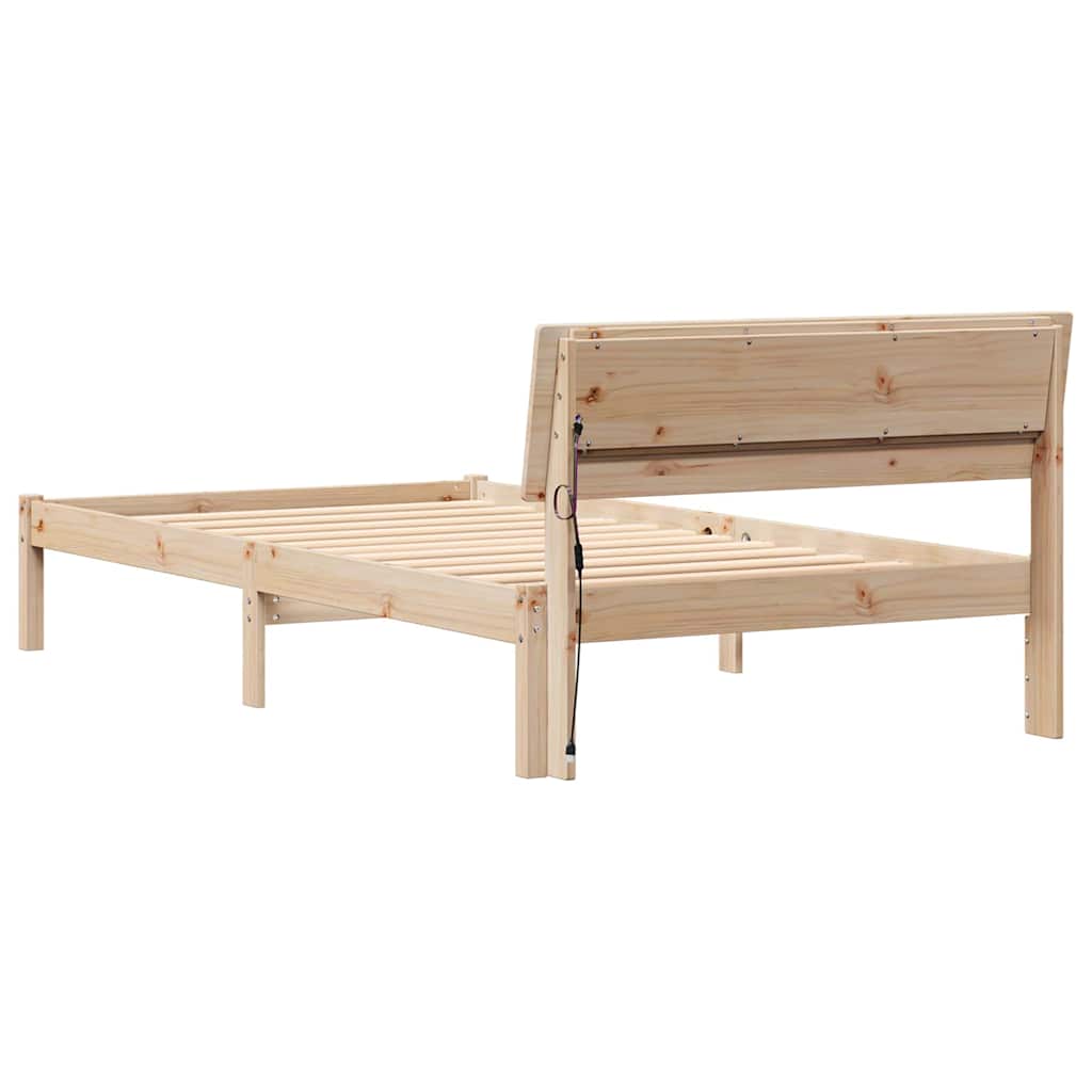 vidaXL Cadru de pat cu headboard Maro 100 x 200 cm Lemn masiv de pin vidaXL Cadru de pat cu headboard Maro 100 x 200 cm Lemn masiv de pin