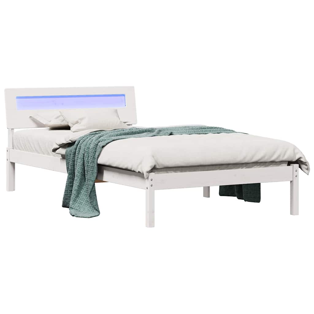 vidaXL Cadru de pat Alb 100 x 200 cm Lemn de brad solid
